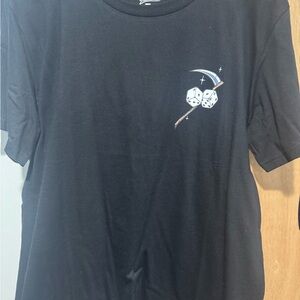 Black T-Shirt with Dice and Scythe Design